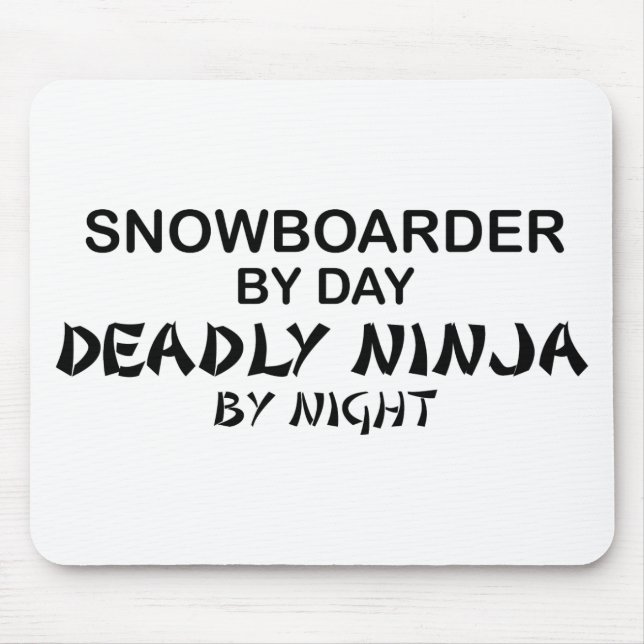 Mousepad Snowboarder Ninja mortal em a noite (Frente)
