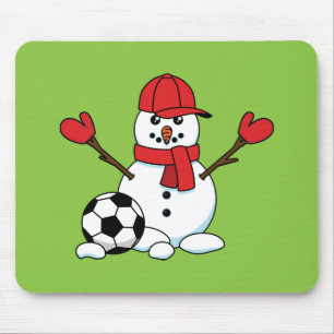 Mousepad Snowman engraçado com bola de futebol