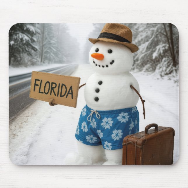 Mousepad Snowman Hitchhiking to Florida (Frente)