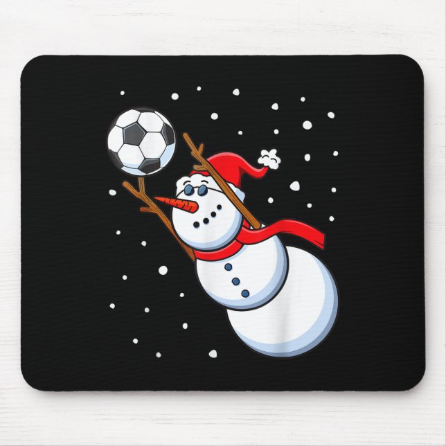Mousepad Snowman Soccer Goalie Santa Hat Homens Natal (Frente)