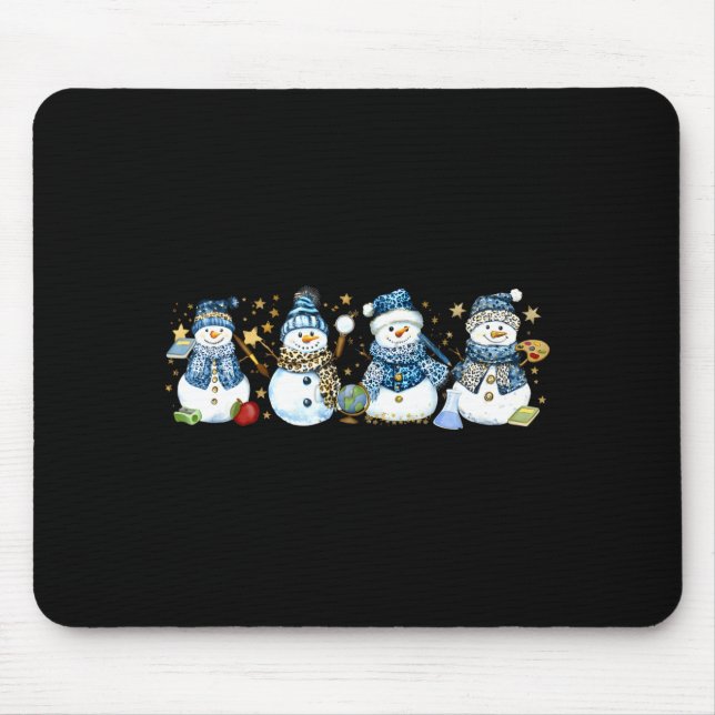 Mousepad Snowman Teacher Winter Leopard Clroom Cute Blue St (Frente)