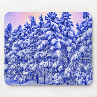 Mousepad Snowscape azul, coníferas, CO