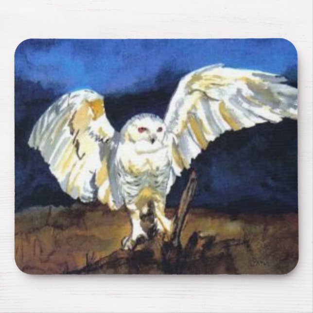Mousepad Snowy Owl por Paula Atwell (Frente)