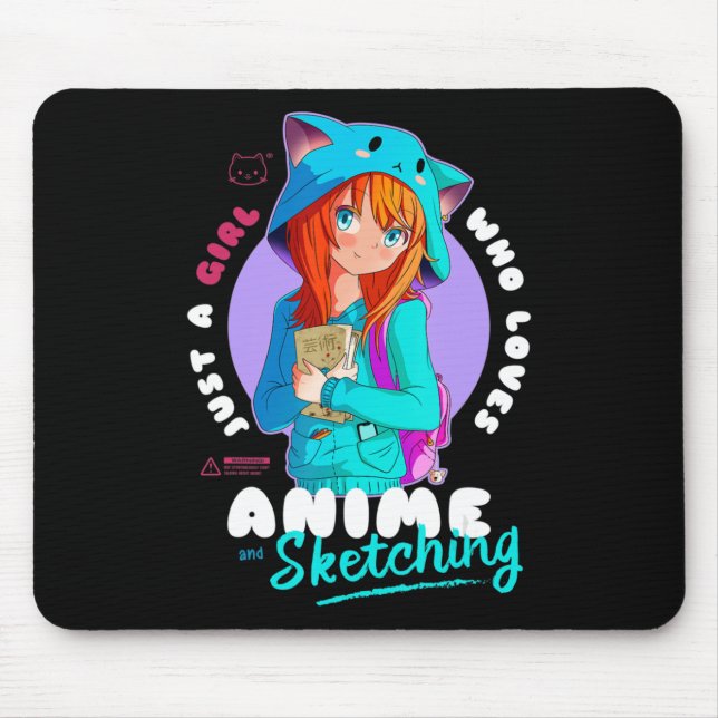 Mousepad Só Menina Adora Anime Desenhando Ramen Manga Otaku (Frente)