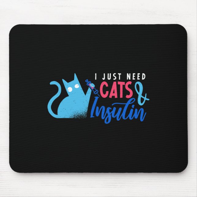 Mousepad Só Preciso De Gatos E Insulinas Diabetes Awarenes (Frente)