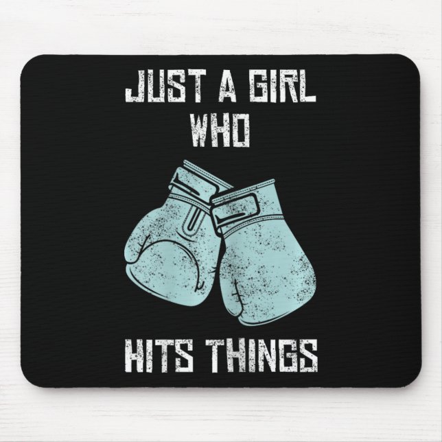 Mousepad Só Uma Garota Que Bate Nas Coisas Boxando Mulheres (Frente)