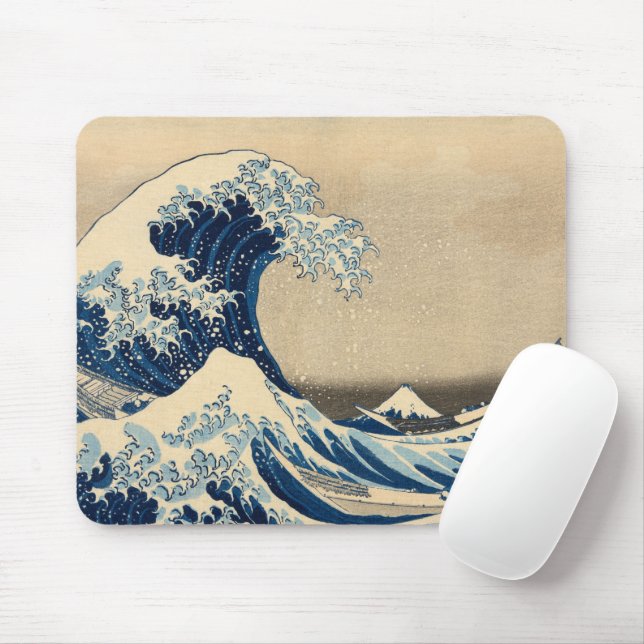 Mousepad Sob a onda de Kanagawa por Katsushika Hokusai (Com mouse)