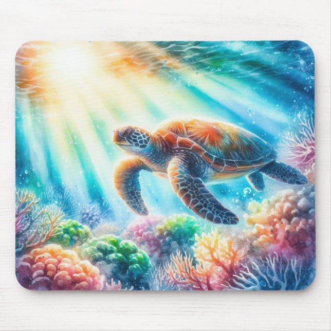 Mousepad Sob a tartaruga marinha oceânica (Frente)