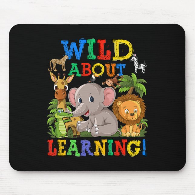 Mousepad Sobre Aprender Animais Safari Selva De Volta À Esc (Frente)