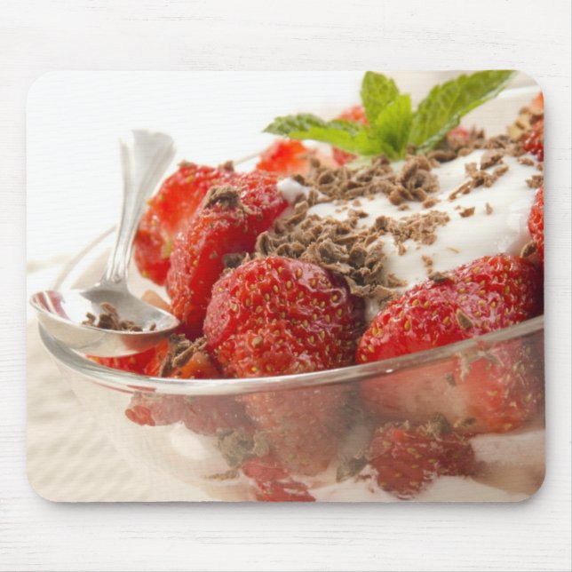 Mousepad Sobremesa da morango com Yogurt fresco (Frente)