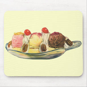 Mousepad Sobremesas da comida do vintage, cerejas da