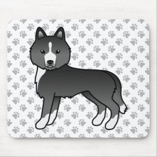 Mousepad Sobretudo Cão de Cartoon Negro Siberiano Cachorro