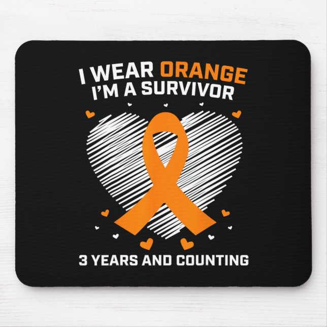 Mousepad Sobrevivência da Leucemia Laranja Presente 3 Anos  (Frente)