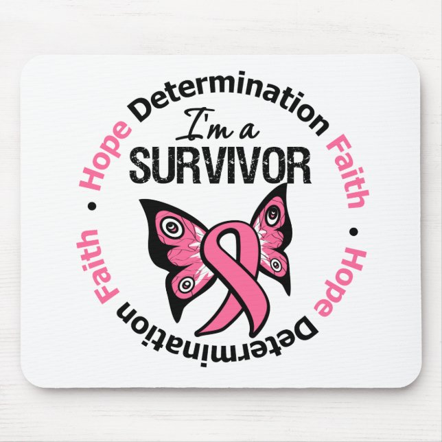 Mousepad Sobrevivência do Câncer da Mama Fé de Determinação (Frente)