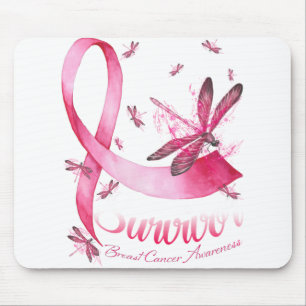 Mousepad Sobrevivente Dragonfly Pink Cancer