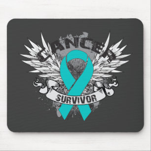 Mousepad Sobrevivente voado Grunge do câncer de ovário da