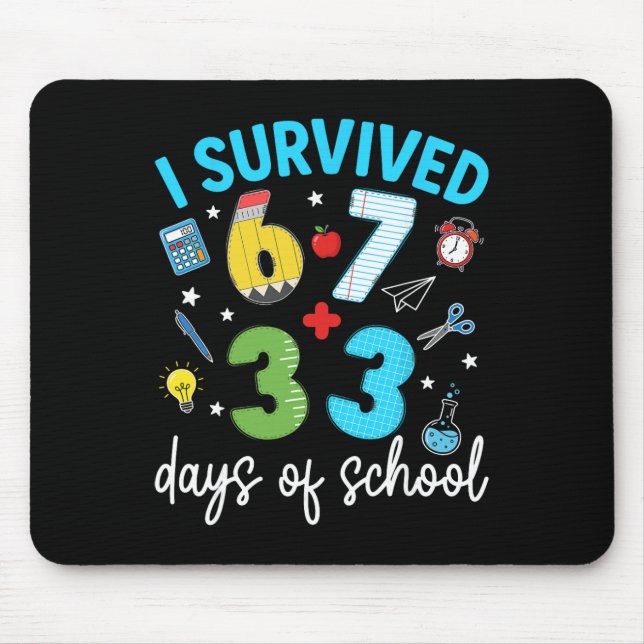 Mousepad Sobrevivi 67 33 Dias De Escola Professores do 100º (Frente)