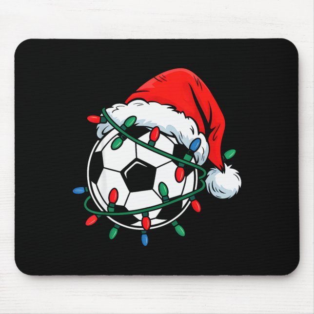 Mousepad Soccer Ball Santa Hat Xmas Funny Christmas Soccer  (Frente)