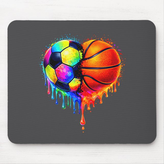 Mousepad Soccer Basketball Drip Heart Srts Valentines Day M (Frente)