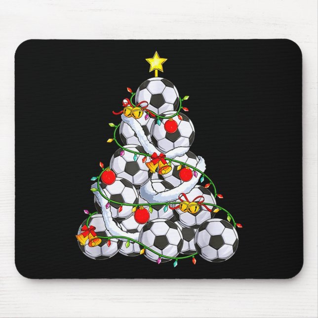 Mousepad Soccer Christmas Tree Ball Santa Hat Funny Xmas So (Frente)
