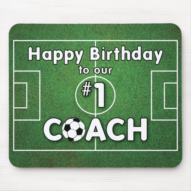 Mousepad Soccer Coach Birthday with Grass Field and Ball (Frente)