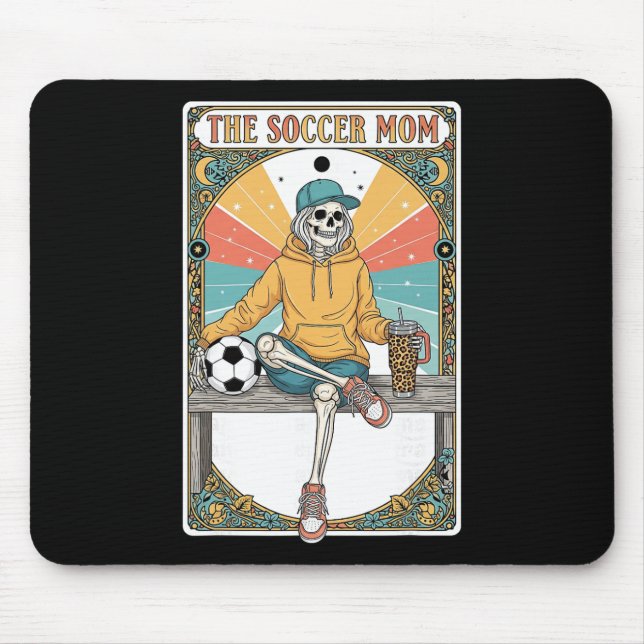 Mousepad Soccer Mom Tarot Card Skeleton Coffee Byll Sidelin (Frente)