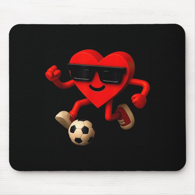 Mousepad Soccer Valentines Day Cute Funny Heart Boys Girls  (Frente)