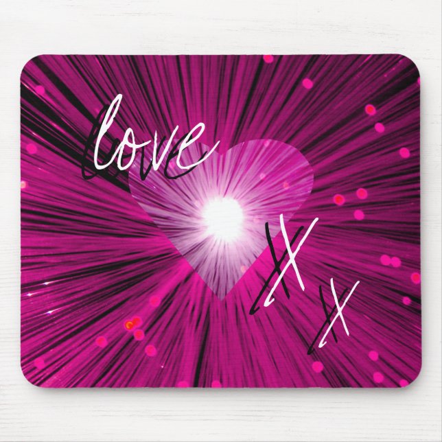 Mousepad Socorro "amor e beijos", cor-de-rosa (Frente)