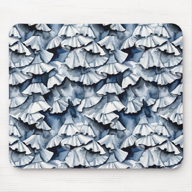 Mousepad Soft Denim Blue Watercolor Ruffles (Frente)
