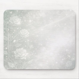 Mousepad Soft sage and frosted white florals is a feminine 