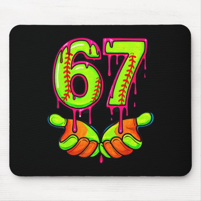 Mousepad Softball 67 Six Seven Funny Gen Alpha Meme Drip Te (Frente)