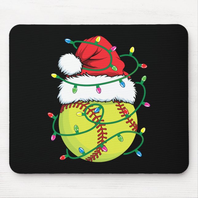Mousepad Softball com Papai Noel Meninas Natal X (Frente)