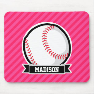 Mousepad Softball em tiras rosadas