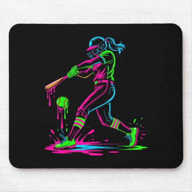 Mousepad Softball girl ice cream softball drip  (Frente)