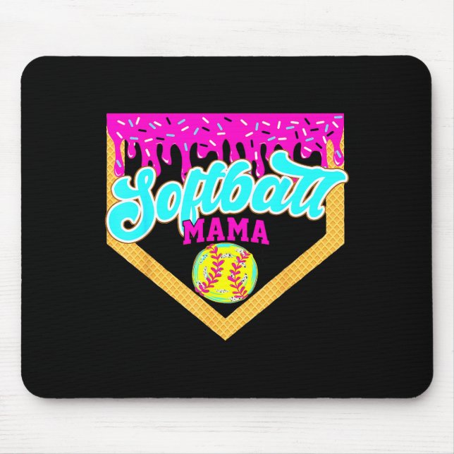 Mousepad Softball Mama Drip Ice Cream Dripping Game Day Sof (Frente)