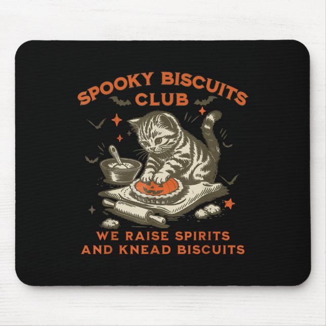 Mousepad Soky Biscuits Club Cat, Funny Halloween Baking  (Frente)