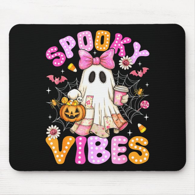 Mousepad Soky Vibes Ghost Retro Groovy Halloween Women Girl (Frente)