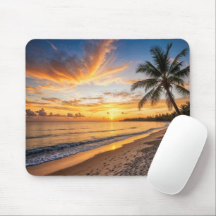 Mousepad Sol brilhando sobre uma ilha tropical