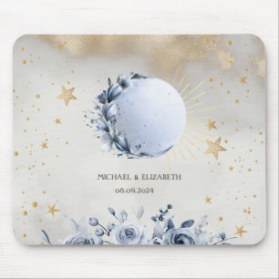 Mousepad Sol Celestial, Rosas de Lua Azul, Céu Noturno Estr