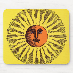 Mousepad Sol Hippie Feliz Sorridente Amarelo Celestial Vint