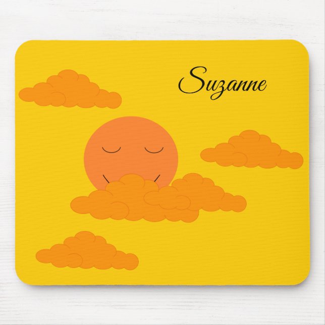Mousepad Sol Laranja no Céu Dourado:  (Frente)