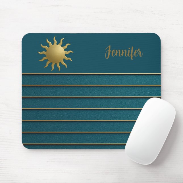 Mousepad Sol Radiante em Teal (Com mouse)