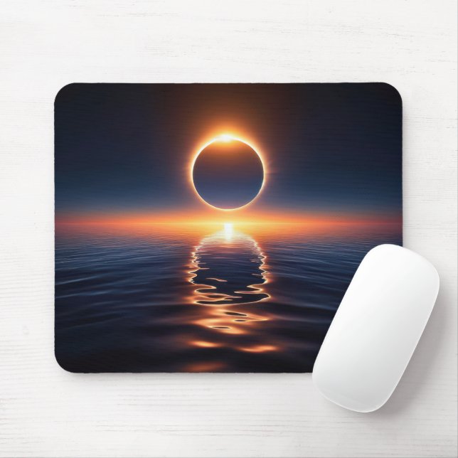 Mousepad Sol Total Eclipse Sobre Água Oceânica (Com mouse)