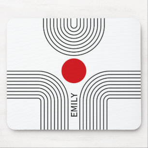 Mousepad Sol vermelho e arcos Meios séculos negros e branco