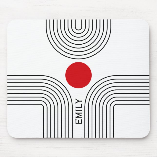 Mousepad Sol vermelho e arcos Meios séculos negros e branco (Frente)