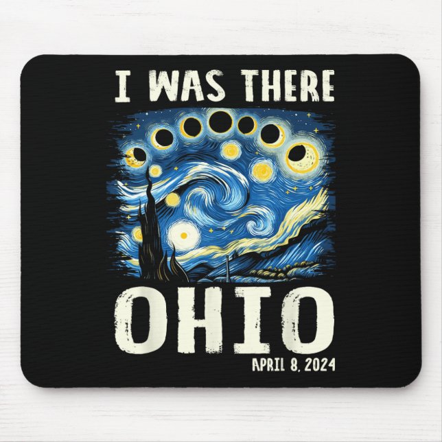 Mousepad Solar Eclipse 2024 Ohio - Pintura noturna estelar (Frente)