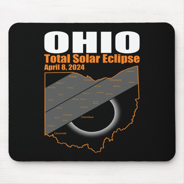 Mousepad Solar Eclipse 2024 State Ohio Map Total Solar Ecli (Frente)