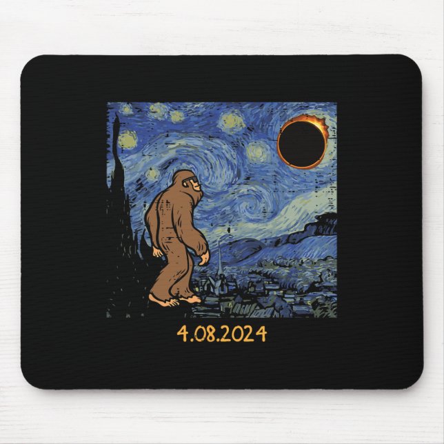 Mousepad Solar Eclipse Bigfoot Starry Night Sasquatch Men W (Frente)