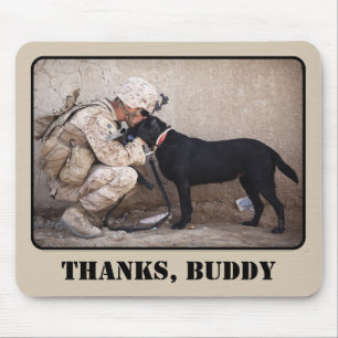 Mousepad Soldado em Fardas com seu Cão Militar