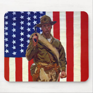 Mousepad Soldado Patriótico Vintage com Bandeira Americana